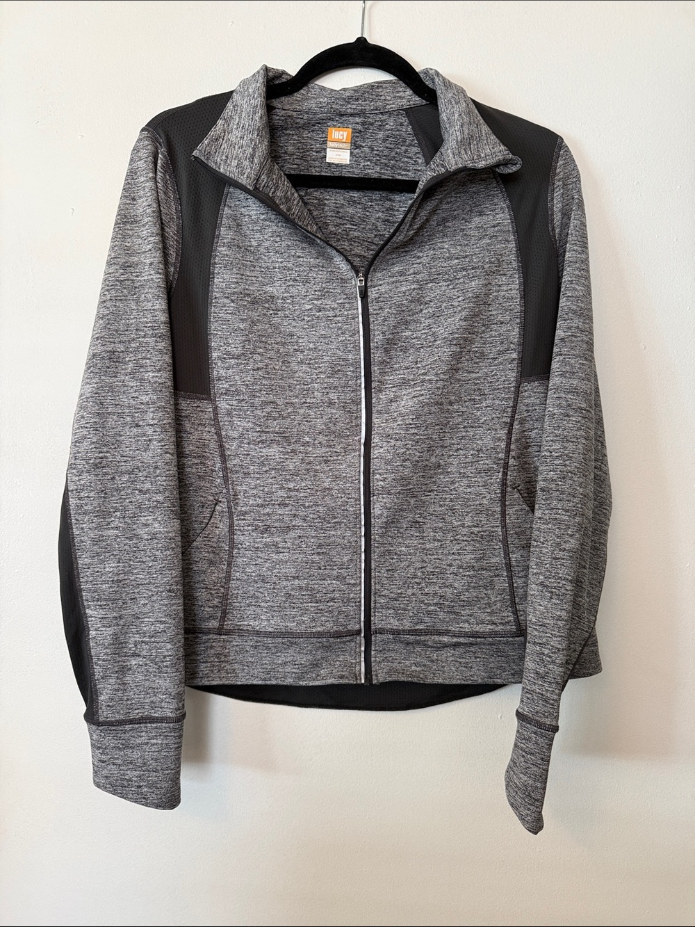Lucy Women's Grey Full-Zip Utility Jacket with Contrast Panels